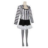 Beetlejuice 2(2024) Lydia Deetz Robe à Rayures Noires et Blanches Cosplay Costume