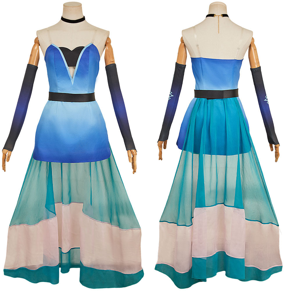 Hazbin Hotel 2 Angel Dust Robe Bleue Cosplay Costume – Cosplaycart.fr