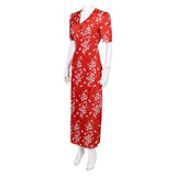 Honey Don't!(2025) Honey O'Donahue Robe Rouge en Mousseline à Fleurs Cosplay Costume