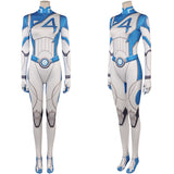 Invisible Woman Susan Storm Combinaison Bleue et Blanche Cosplay Costume