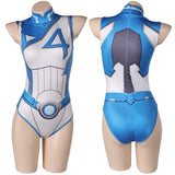 Invisible Woman Susan Storm Maillot de Bain Bleu One Piece Cosplay Costume