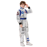 Déguisement Enfant Astronaute Combinaison Costume Bleu/Jaune pour Halloween Carnaval