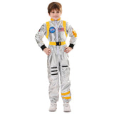 Déguisement Enfant Astronaute Combinaison Costume Bleu/Jaune pour Halloween Carnaval