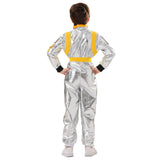 Déguisement Enfant Astronaute Combinaison Costume Bleu/Jaune pour Halloween Carnaval