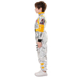Déguisement Enfant Astronaute Combinaison Costume Bleu/Jaune pour Halloween Carnaval