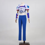 JoJo’s Bizarre Adventure Johnny Joestar Tenue Blanche et Bleue Cosplay Costume