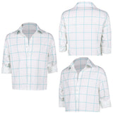 KPop Demon Hunters(2025) Saja Boys Jinu Chemise Blanche à Carreaux Bleus Cosplay Costume