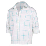 KPop Demon Hunters(2025) Saja Boys Jinu Chemise Blanche à Carreaux Bleus Cosplay Costume