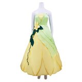 La Princesse et La Grenouille Tiana Robe Jaune et Verte Cosplay Costume