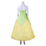 La Princesse et La Grenouille Tiana Robe Jaune et Verte Cosplay Costume
