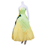 La Princesse et La Grenouille Tiana Robe Jaune et Verte Cosplay Costume