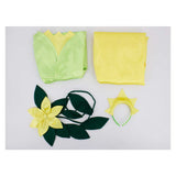 La Princesse et La Grenouille Tiana Robe Jaune et Verte Cosplay Costume