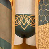 Loki Maillot de Bain Short+Veste Vert et Jaune Cosplay Costume