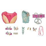 Psylocke Maillot de Bain Une Pièce Vert+Couvre-up Rose Cosplay Costume