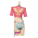 Psylocke Maillot de Bain Une Pièce Vert+Couvre-up Rose Cosplay Costume