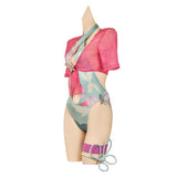 Psylocke Maillot de Bain Une Pièce Vert+Couvre-up Rose Cosplay Costume