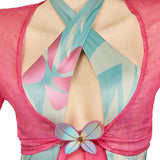 Psylocke Maillot de Bain Une Pièce Vert+Couvre-up Rose Cosplay Costume