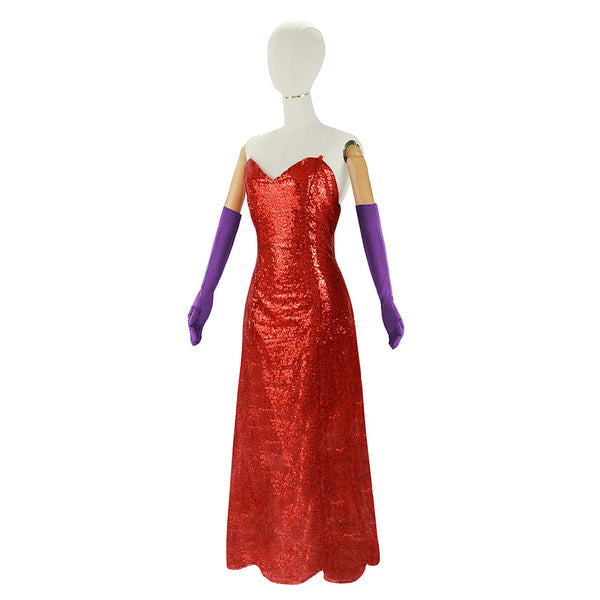 Qui Veut la Peau de Roger Rabbit(1988) Jessica Robe Rouge Cosplay Cost ...