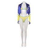 Street Fighter 6 Kimberly Maillot de Bain Bikini Jaune et Bleue Cosplay Costume