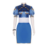 Street Fighter Chun Li Cheongsam Bleu Cosplay Costume