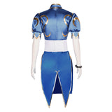 Street Fighter Chun Li Cheongsam Bleu Cosplay Costume