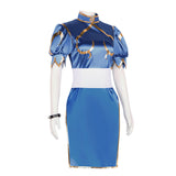 Street Fighter Chun Li Cheongsam Bleu Cosplay Costume