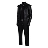 The Witcher Geralt of Rivia Loup Blanc Tenue Noire Cosplay Costume