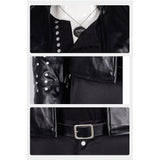 The Witcher Geralt of Rivia Loup Blanc Tenue Noire Cosplay Costume