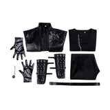 The Witcher Geralt of Rivia Loup Blanc Tenue Noire Cosplay Costume