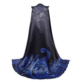 Wicked: For Good(2025) Elphaba Cape Noire à Imprimé Motif Bleu Cosplay Costume
