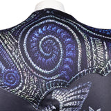 Wicked: For Good(2025) Elphaba Cape Noire à Imprimé Motif Bleu Cosplay Costume