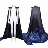 Wicked: For Good(2025) Elphaba Cape Noire à Imprimé Motif Bleu Cosplay Costume
