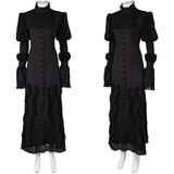 Wicked(2024) Elphaba Robe Noire à Manches Bouffantes Cosplay Costume