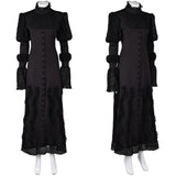 Wicked(2024) Elphaba Robe Noire à Manches Bouffantes Cosplay Costume