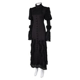 Wicked(2024) Elphaba Robe Noire à Manches Bouffantes Cosplay Costume