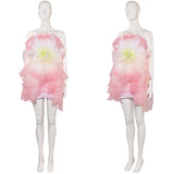 Wicked(2024) Glinda Robe en Forme de Fleurs Rose Cosplay Costume