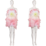 Wicked(2024) Glinda Robe en Forme de Fleurs Rose Cosplay Costume