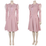 Wicked(2024) Glinda Robe Rose à Manches Bouffantes Cosplay Costume