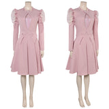 Wicked(2024) Glinda Robe Rose à Manches Bouffantes Cosplay Costume