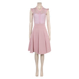 Wicked(2024) Glinda Robe Rose à Manches Bouffantes Cosplay Costume