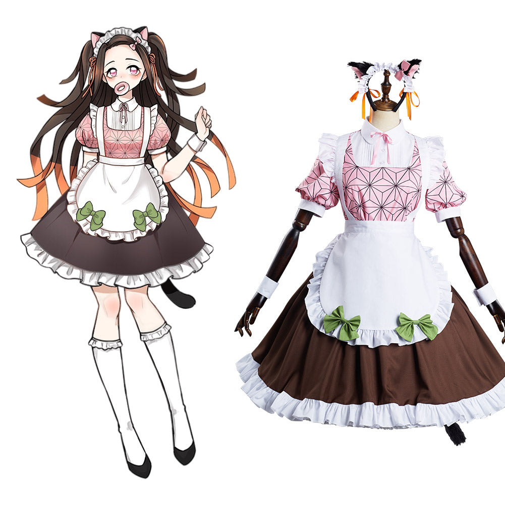 Kimetsu no Yaiba Demon Slayer Nezuko Maid Costume Design Original Cosplay Costume