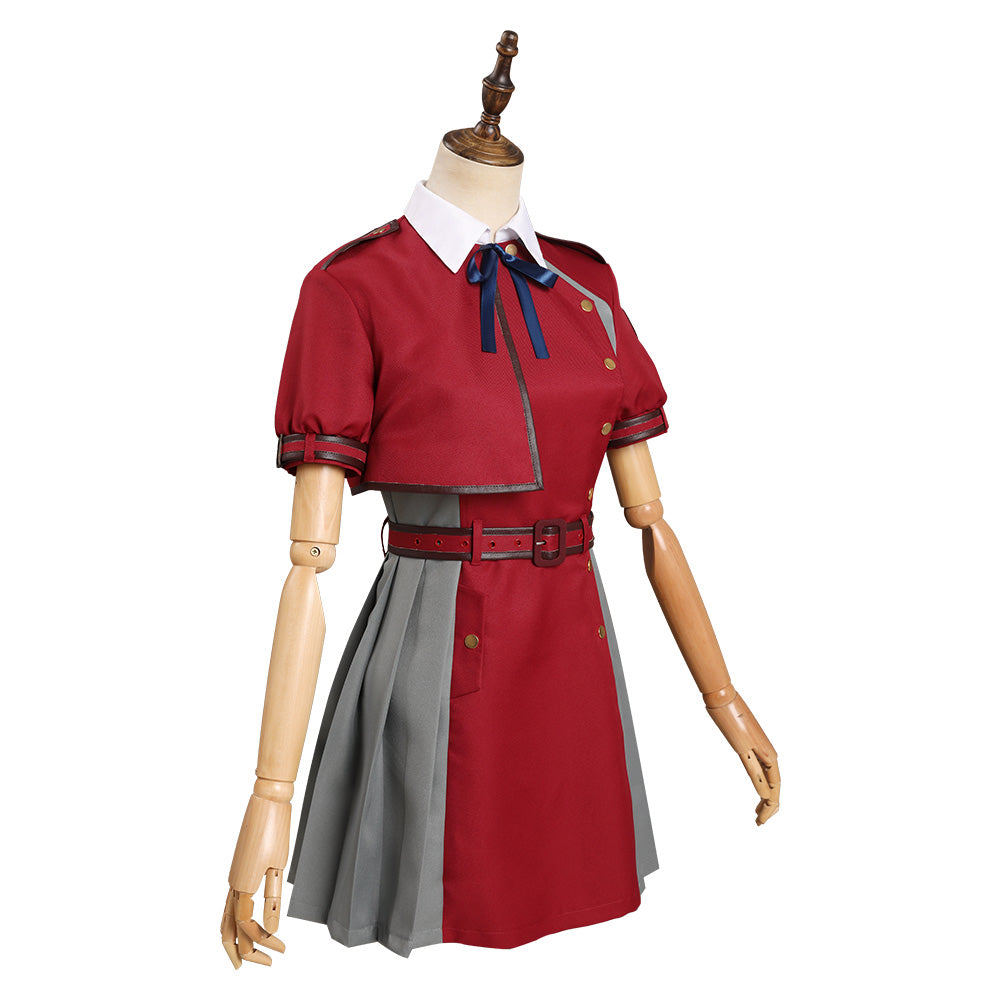 Lycoris Recoil Nishikigi Chisato JK Robe Rouge Uniforme Manches Courtes Cosplay Costume
