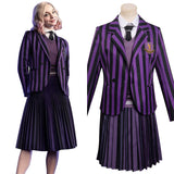 Adulte Femme Wednesday Enid Cosplay Costume Violet School Uniform