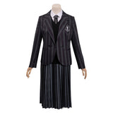 Enfant Wednesday Addams Cosplay Costume Uniforme Ecole Carnaval