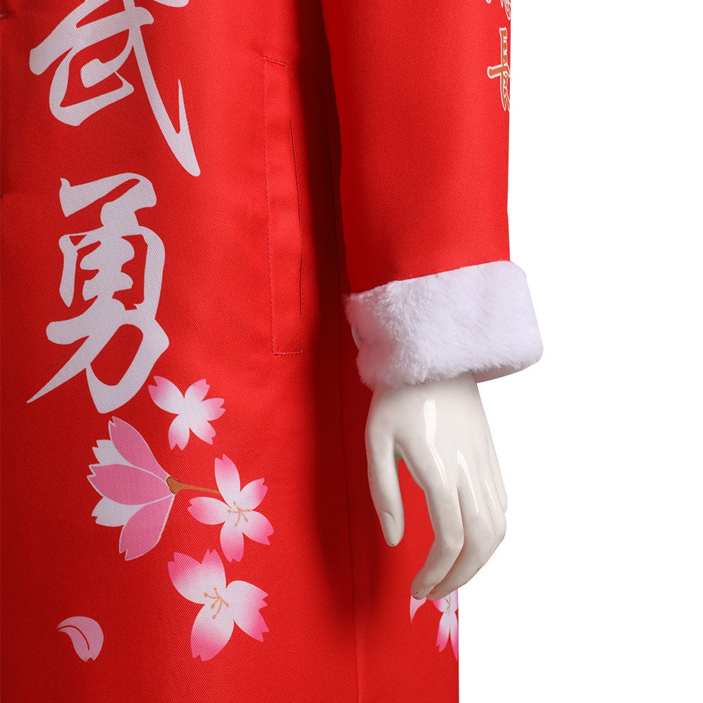Japanais Bosozoku Kimono  Rouge Noël Manteau Design Original Cosplay Costume Halloween Carnival