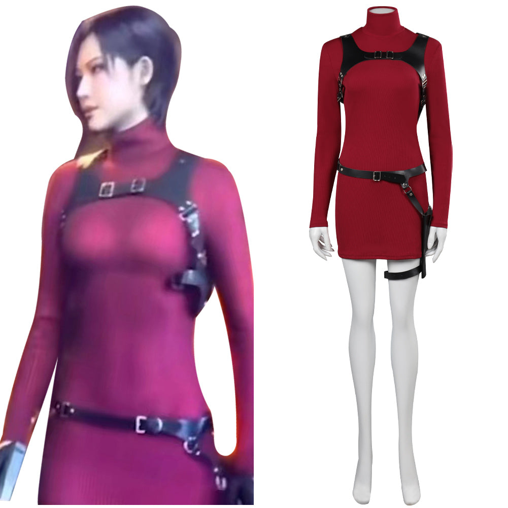Resident Evil 4 Ada Wong Jeu Uniform Rouge Cosplay Costume