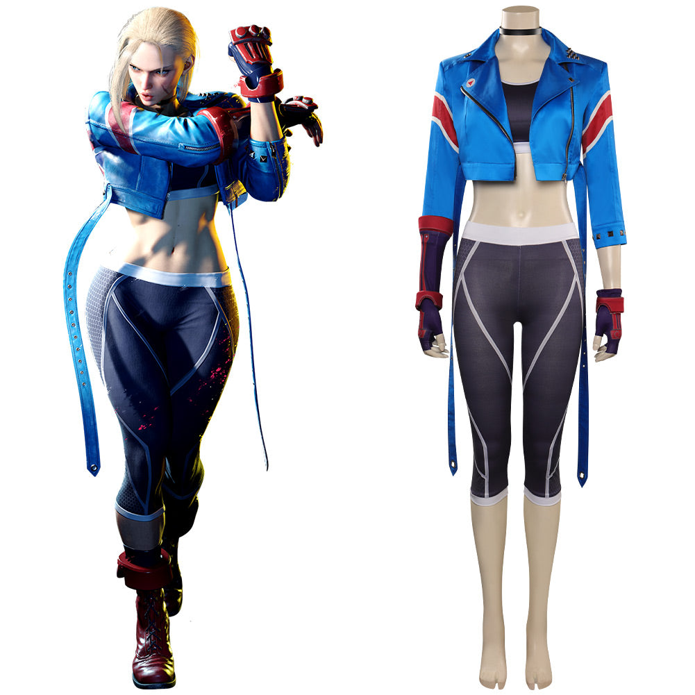 Street Fighter 6 Cammy Jeu Femme Bleu Cosplay Costume