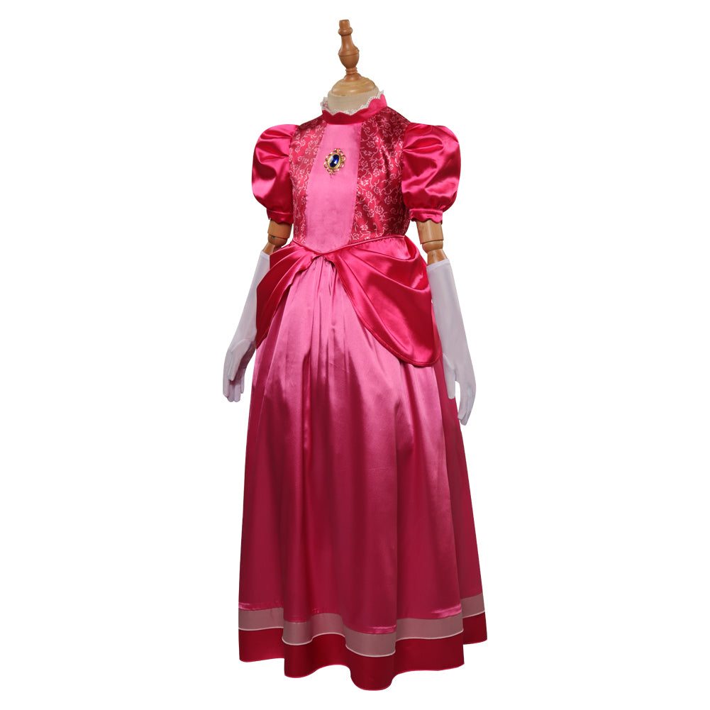 Enfant Super Mario Bros Princesse Peach Robe Cosplay Costume Carnaval ...