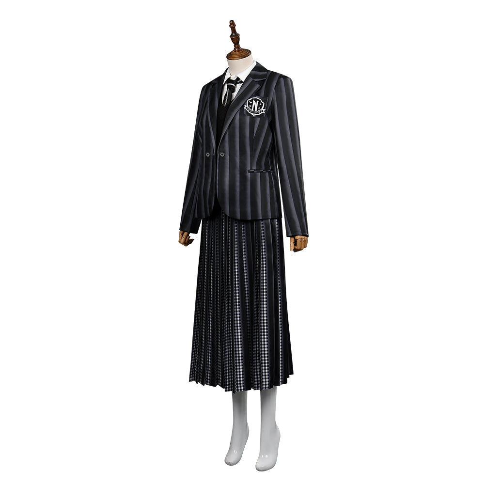 Adulte Wednesday Addams Wednesday Robe Uniforme Scolaire Cosplay Costume