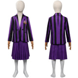 Kids Girls Wednesday Addams Wednesday Cosplay Costume Purple School Uniform Skirt Outfits Halloween Carnival Party Suit